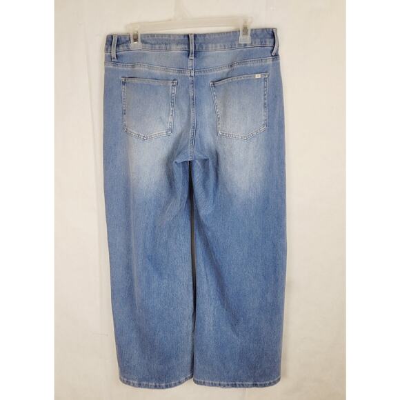 Halara Flex asymmetric wide leg jeans Size medium Stretch Boho Comfycore Casual - Picture 3 of 9